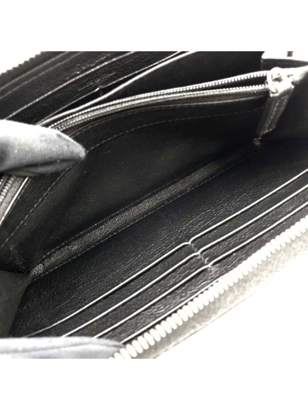 Saint Laurent YSL Logo Bel de Jour Zip Around Leather Black Wallet Gold - Picture 12 of 15